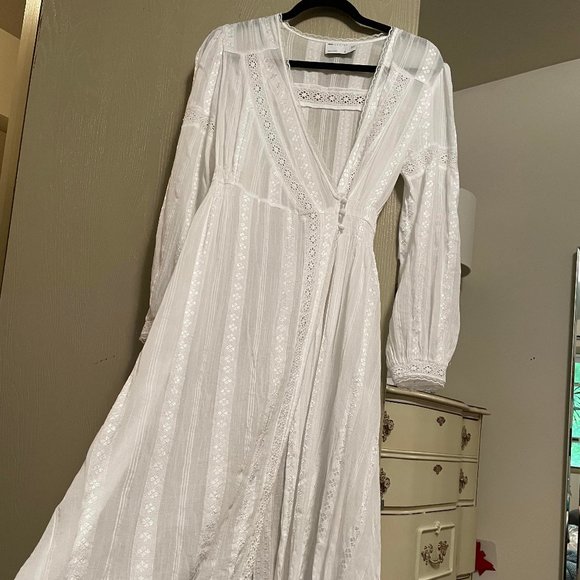 New 6 S ASOS DESIGN Lace Insert Wrap Maxi Dress 100% Cotton White Maxi Romantic - Picture 16 of 16